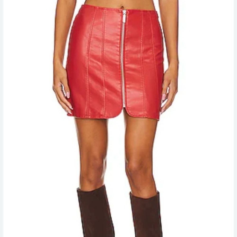 Free People Burnt Orange Layla Faux Leather Mini Skirt Size 6